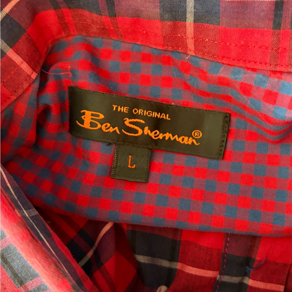Ben Sherman Red/Blue Plaid Button front Shirt size L. - Picture 7 of 7